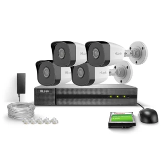 Zestaw do monitoringu 4x IPCAM-B2 Full HD, PoE, IR 30m, H.265+, IP67 Hilook Hikvision